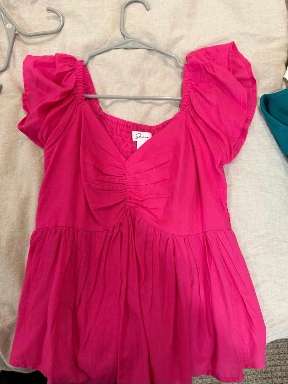 Fuchsia Puff Sleeve Babydoll Top